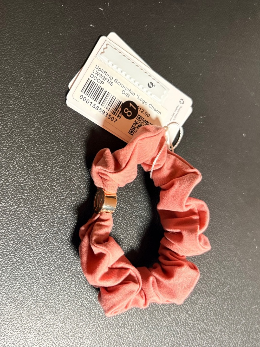 Lululemon Uplifting Scrunchie with charm logo